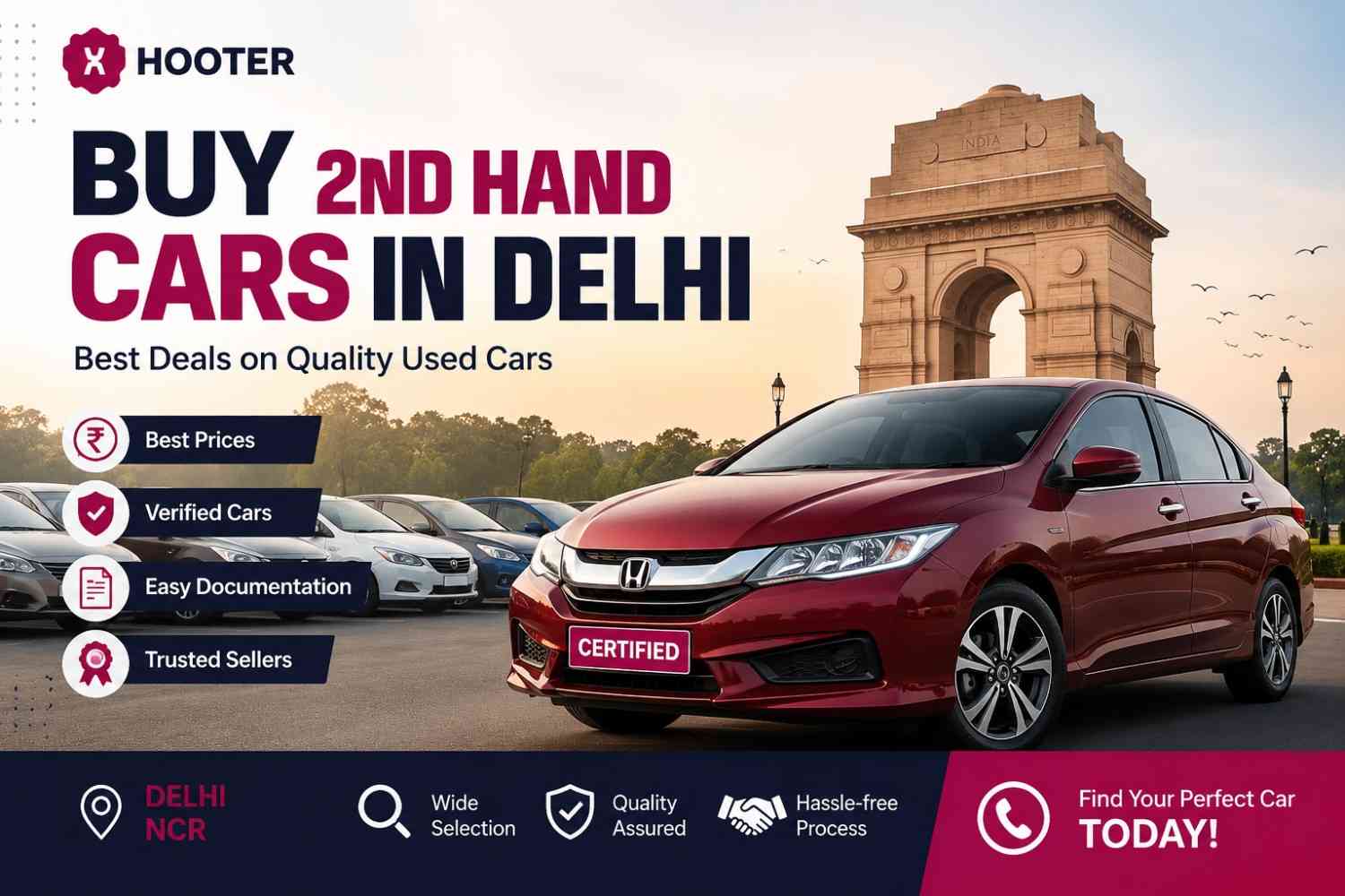 Where to Buy 2nd Hand Cars in Delhi? Complete 2026 Buyer's Guide | Hooter Where to Buy 2nd Hand Cars in Delhi? Complete 2026 Buyer's Guide | Hooter