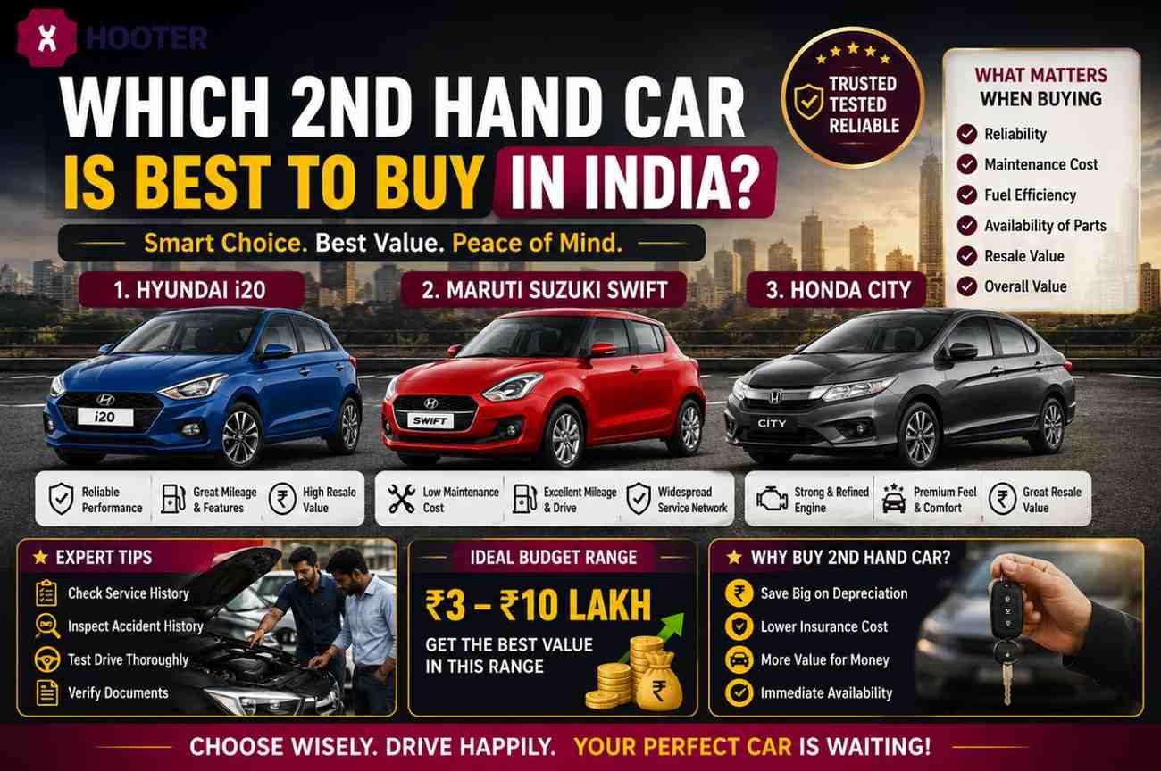 Which 2nd Hand Car Is Best to Buy in India? A Delhi NCR Buyer's Guide (2026) | Hooter Which 2nd Hand Car Is Best to Buy in India? A Delhi NCR Buyer's Guide (2026) | Hooter