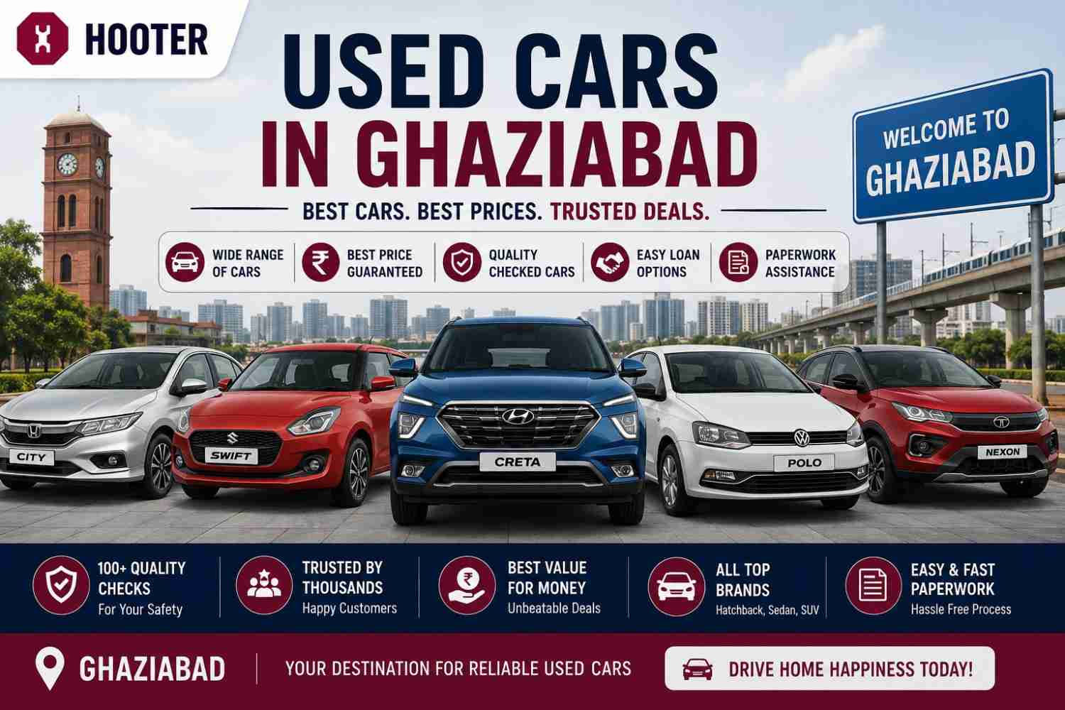 Used Cars in Ghaziabad: The Complete 2026 Buyer's Guide (Verified Listings, Fair Prices, Zero Hassle) | Hooter Used Cars in Ghaziabad: The Complete 2026 Buyer's Guide (Verified Listings, Fair Prices, Zero Hassle) | Hooter